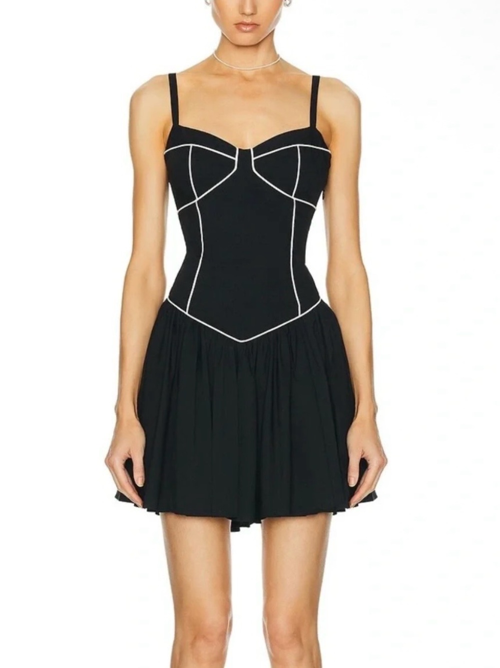 Caroline Constas Orella Contrast Topstitching Mini Dress S New